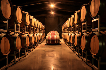 发酵桶存储葡萄酒的橡木桶背景