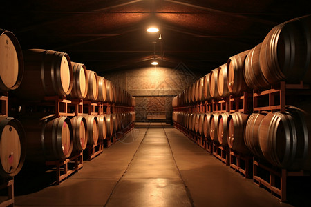 葡萄酒庄园的地下存储仓库背景图片