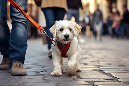 街上遛弯的宠物狗图片