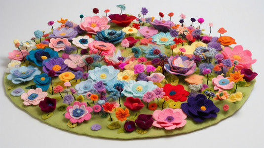 五颜六色的花朵羊毛毡背景图片