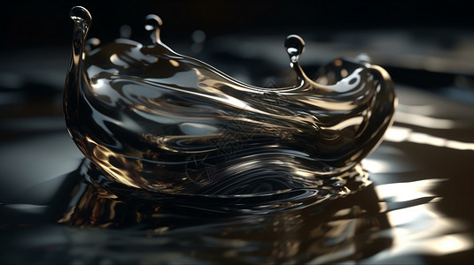 黑色布套玻璃杯飞溅的水滴的光影设计图片
