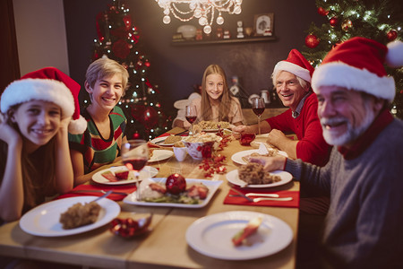 圣诞节家人们一起吃饭高清图片