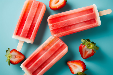 冰棍草莓好吃的草莓冰棍背景