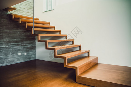 现代简约实木楼梯背景图片