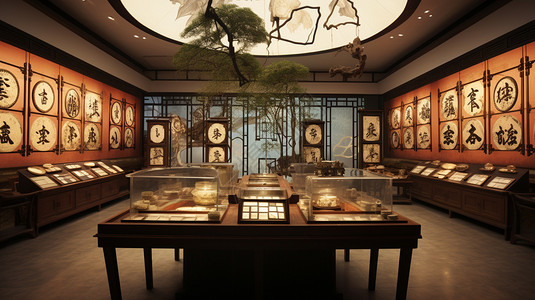 传统的中药博物馆背景图片