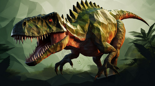 凶猛的恐龙插图背景图片