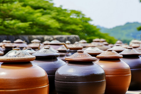 传统的陶瓷瓦罐背景图片