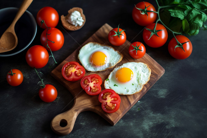 健康的煎蛋和西红柿图片