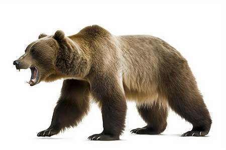 白色背景上的棕熊高清图片