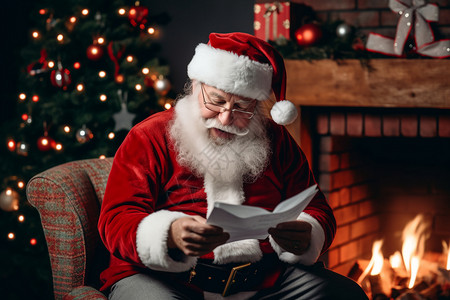 阅读信件的圣诞爷爷图片