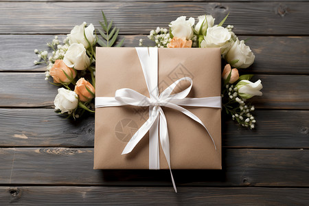 包装的礼品和花朵图片