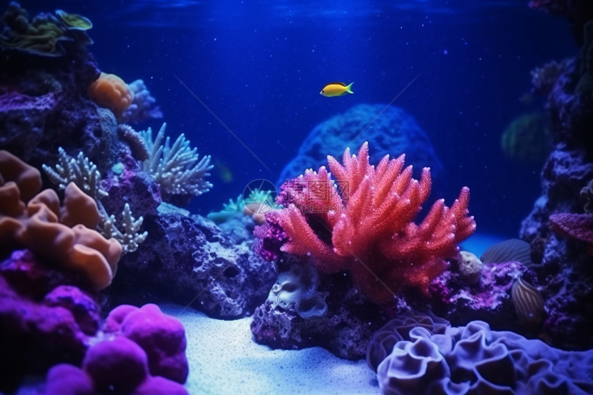 深海中的珊瑚群和鱼群图片