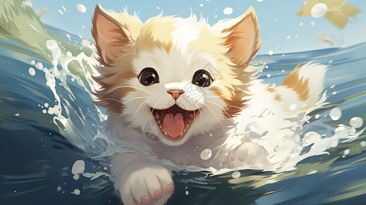 水中游泳的小狗图片