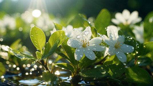美丽的茉莉花植物背景图片