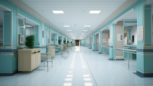 船上的医务室医院内宽敞的道路背景