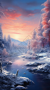 冬季森林美丽景观插图图片