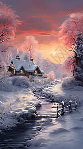 冬天户外美丽的风景插图图片