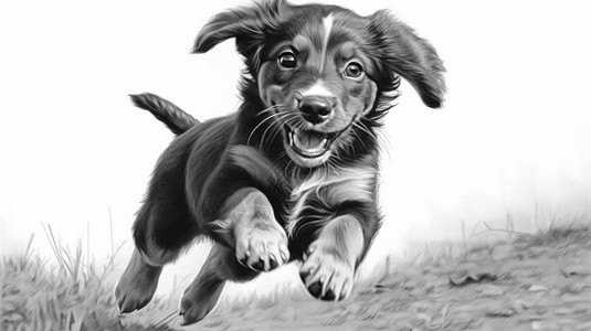 厚涂小狗创意艺术的小狗插图插画