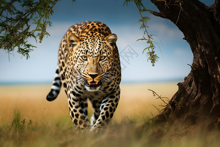 野生的豹子丛林狩猎高清图片