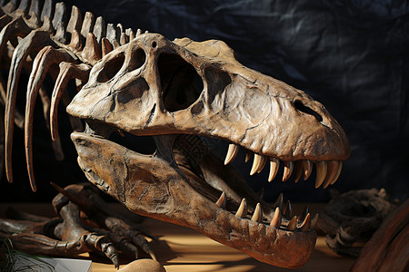 霸王龙化石灭绝的恐龙化石背景