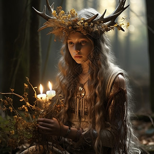 精灵与森林森林中的精灵女孩背景