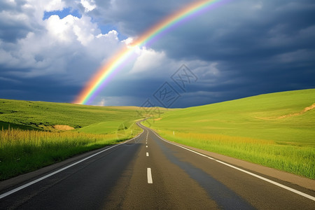 美丽的彩虹公路背景图片
