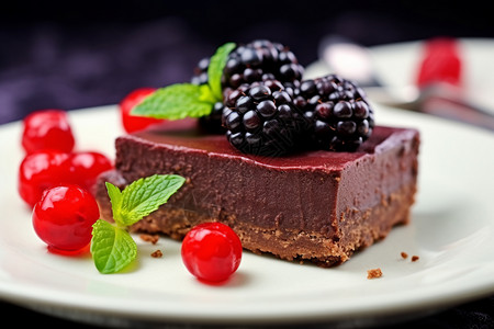 一块巧克力味水果蛋糕背景图片