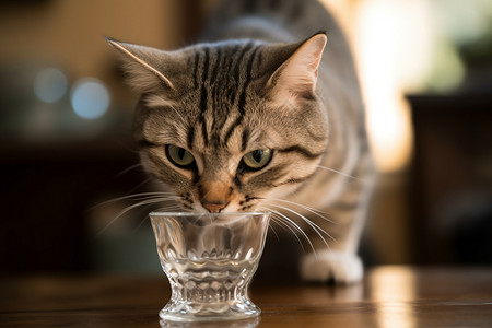喝水的猫咪背景图片