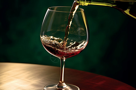 葡萄酒倒入杯中的特写高清图片