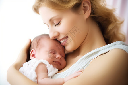 抱着母亲女孩妈妈抱着新生的宝宝背景