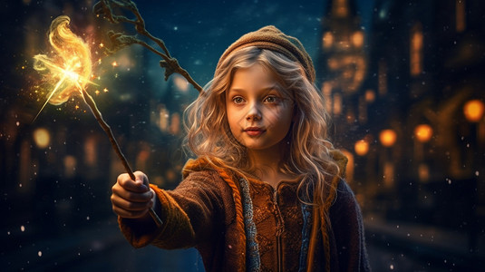 会魔法的小女孩背景图片