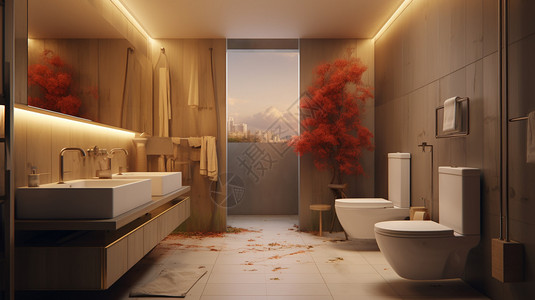 宽敞的别墅洗手间背景图片