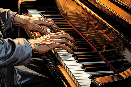 钢琴手钢琴弹奏插画