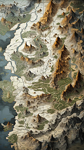 地图地形游戏人物地图画面插画