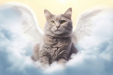 灰色小猫天空中的宠物设计图片