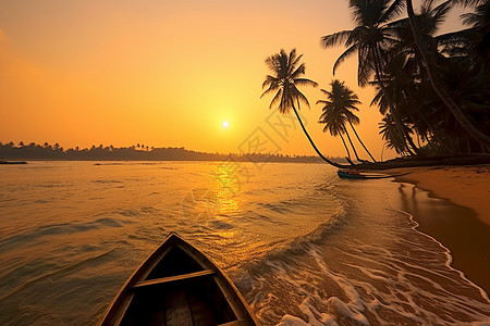 海边椰子树太阳马尔代夫海边背景