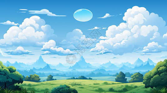 蓝天白云的艺术插图背景图片
