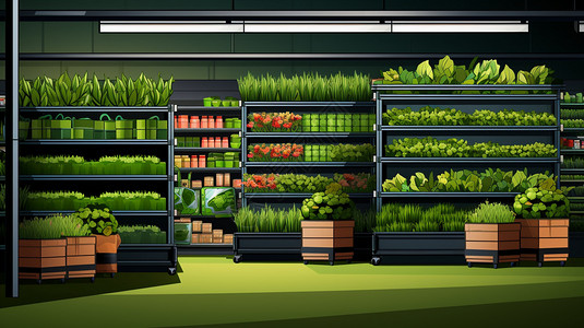 绿植商店平面插图背景图片