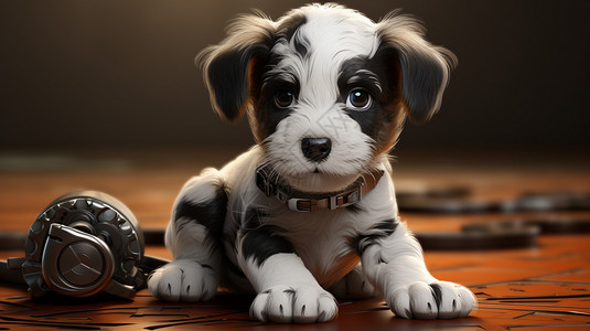 可爱的立体卡通小狗背景图片