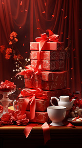 红色的礼物包装背景图片