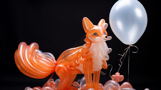白色小狐狸儿童大象狐狸气球背景