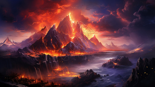 壮观的火山山脉背景图片