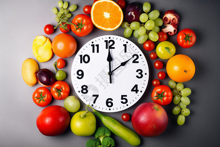 番茄钟食品时钟饮食概念设计图片