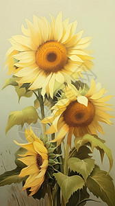 手绘向日葵创意插图背景图片