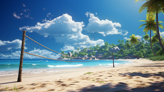 夏季沙滩排球背景图片