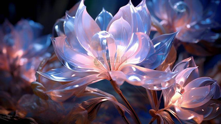 发光的水晶花概念图图片