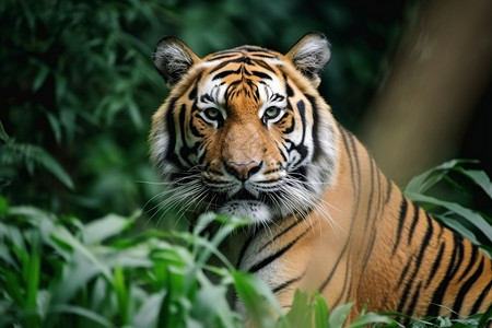 荒野丛林丛林里凶猛的老虎背景