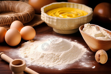 鸡蛋小麦粉鸡蛋液和面粉背景