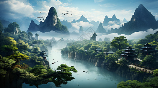 中国古代的山川河山图片