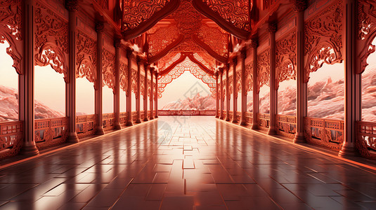 中国拱门精美的古代建筑设计图片